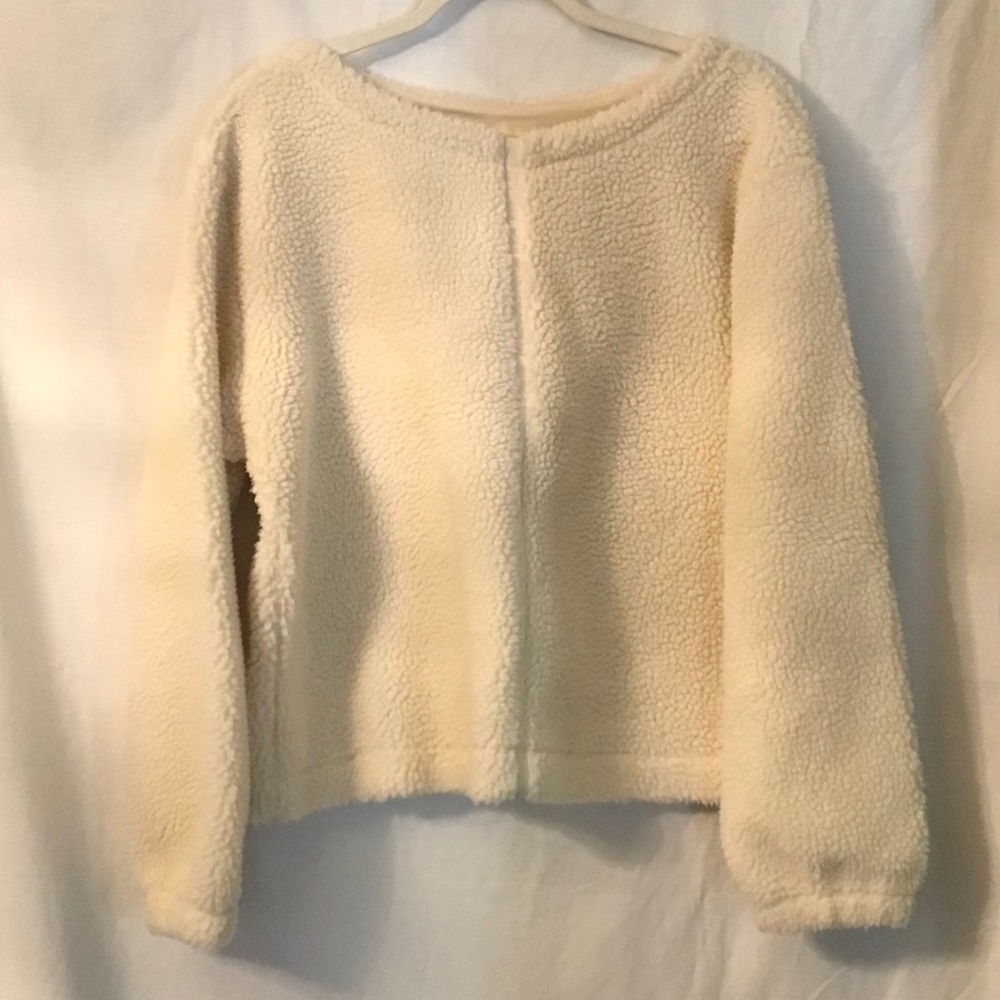 Cream Boatneck Sherpa Swtr, XXL